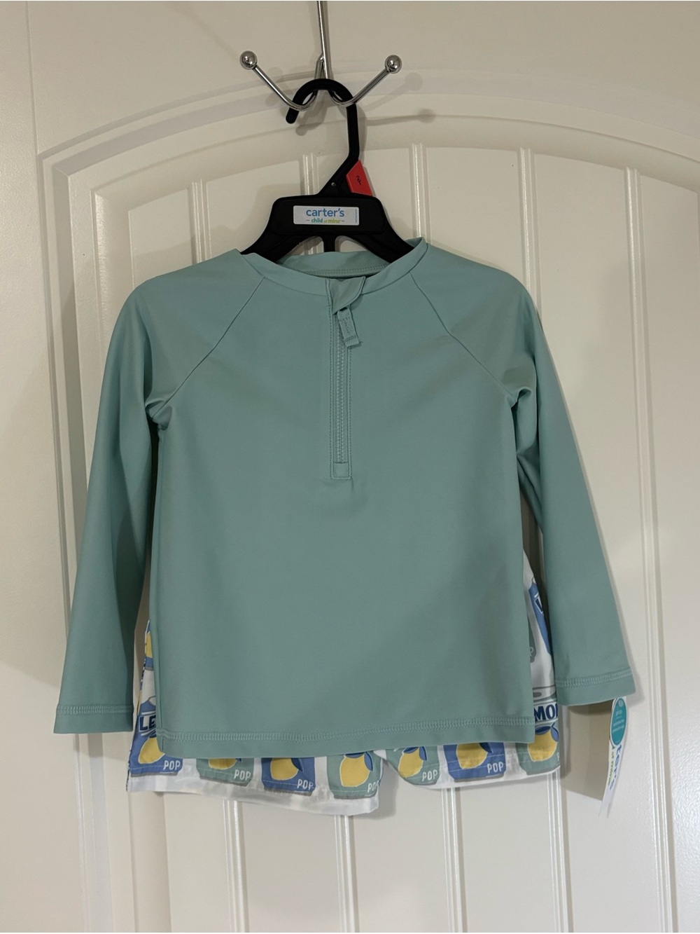 Carter's boy Mint Green Long-Sleeve Zip Rash Guard
